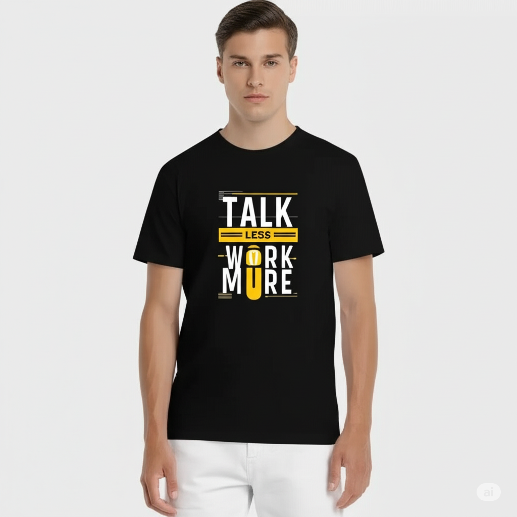 Talk Less, Work More – Black Unisex T-Shirt